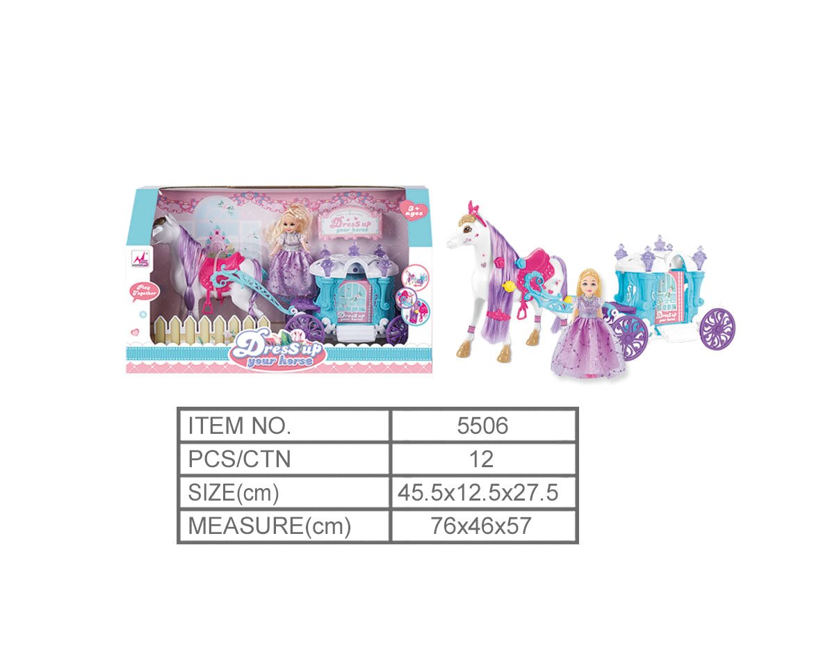 Cartoon static carriage with Barbie